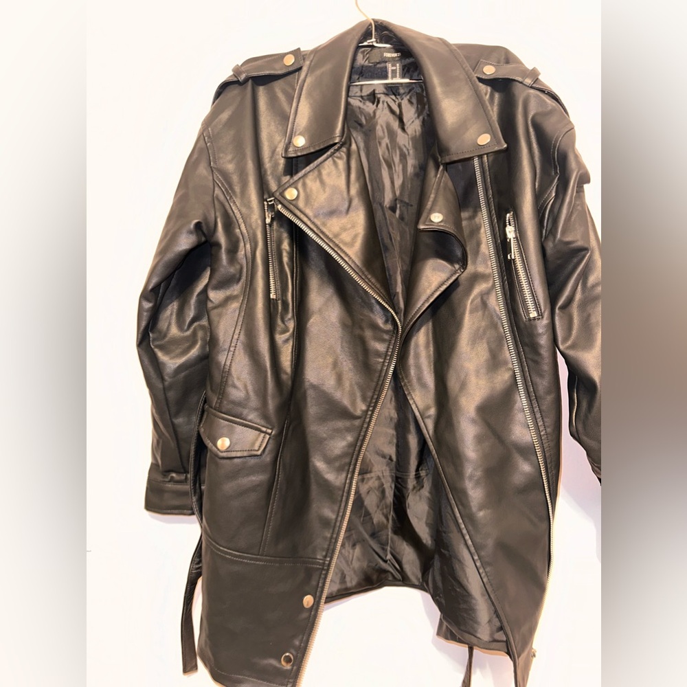 Black Leather Jacket By Forever 21